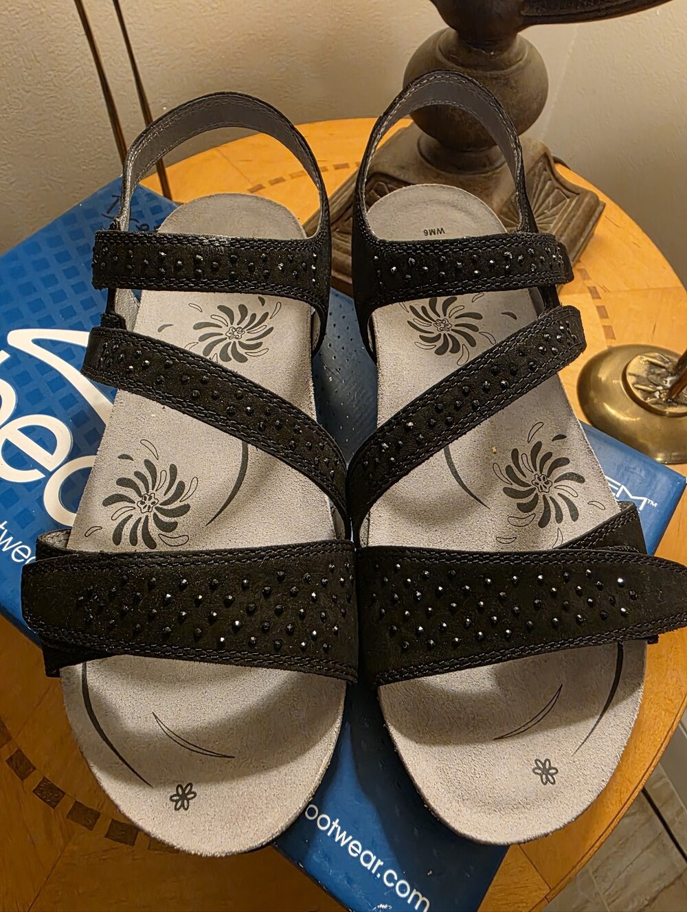 ABEO Sparkel Black Women's Strappy Comfort Sandals NWB